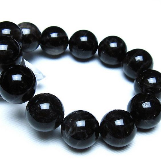 モリオン 純天然 黒水晶 ブレスレット 18mm [t112-8183]
