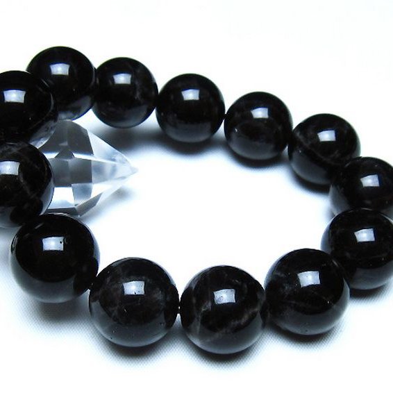 モリオン 純天然 黒水晶 ブレスレット 18mm [t112-8185]