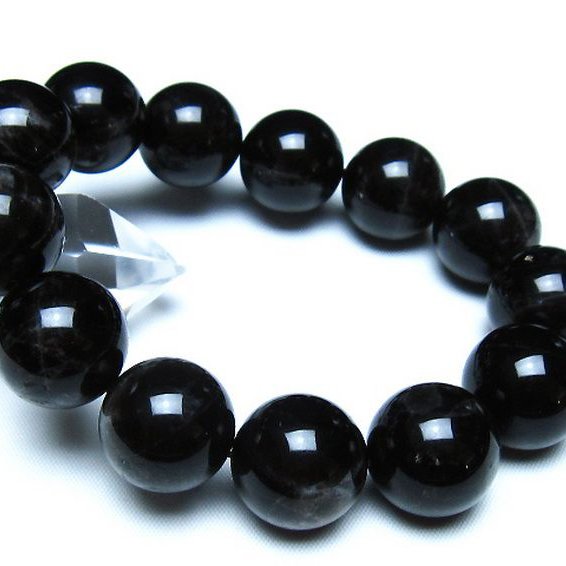 モリオン 純天然 黒水晶 ブレスレット 18mm [t112-8187]