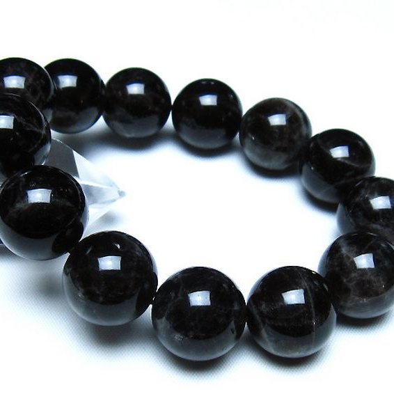 モリオン 純天然 黒水晶 ブレスレット 18mm [t112-8189]