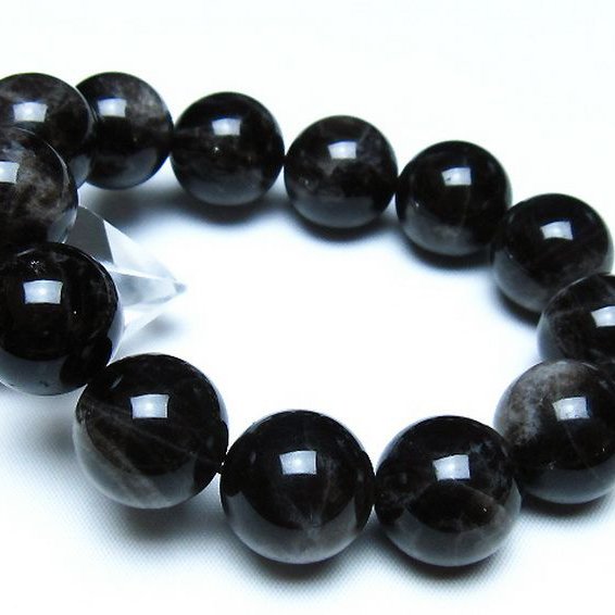 モリオン 純天然 黒水晶 ブレスレット 18mm [t112-8194]