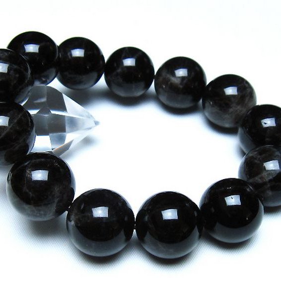 モリオン 純天然 黒水晶 ブレスレット 18mm [t112-8197]