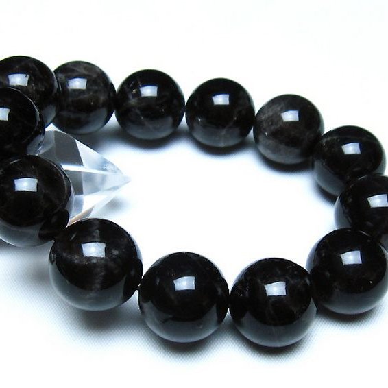 モリオン 純天然 黒水晶 ブレスレット 18mm [t112-8199]
