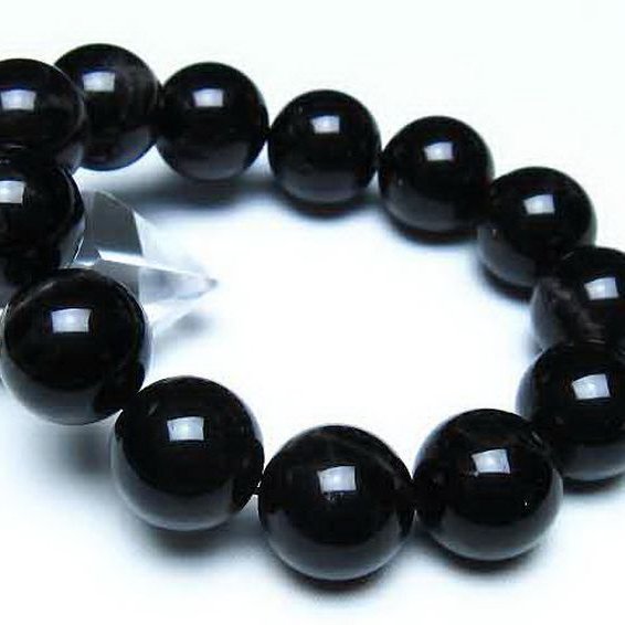 モリオン 純天然 黒水晶 ブレスレット 18mm [t112-8226]