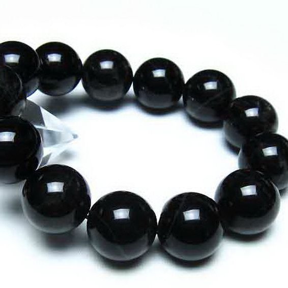 モリオン 純天然 黒水晶 ブレスレット 18mm [t112-8228]