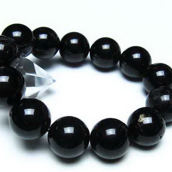 モリオン 純天然 黒水晶 ブレスレット 18mm [t112-8232]