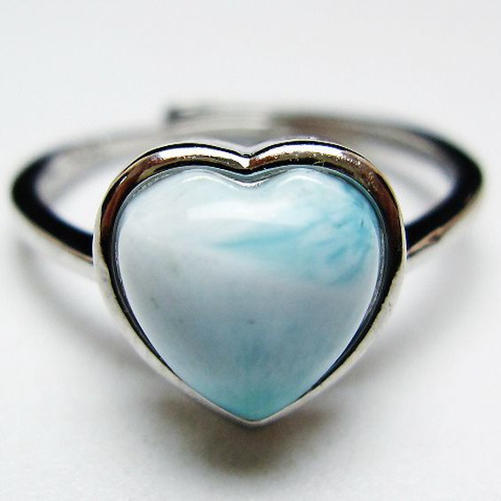 ラリマーハート指輪(12号)[T113-13343]