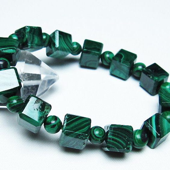 マラカイト キューブ ブレスレット[T115-3959]