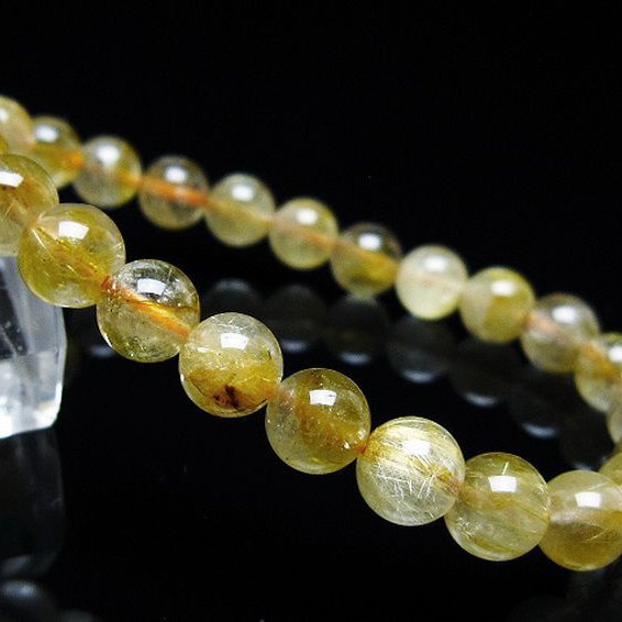 ゴールドタイチンルチルブレスレット 7mm [T116-12187]