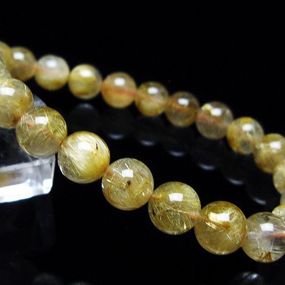 ゴールドタイチンルチルブレスレット 8mm [T116-12541]