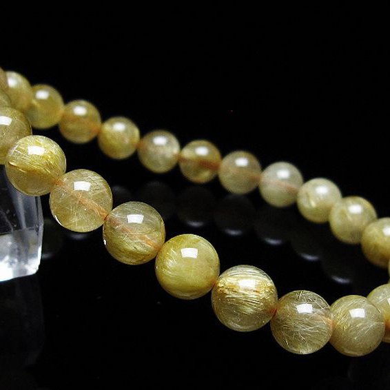 ゴールドタイチンルチルブレスレット 7mm [T116-12578]