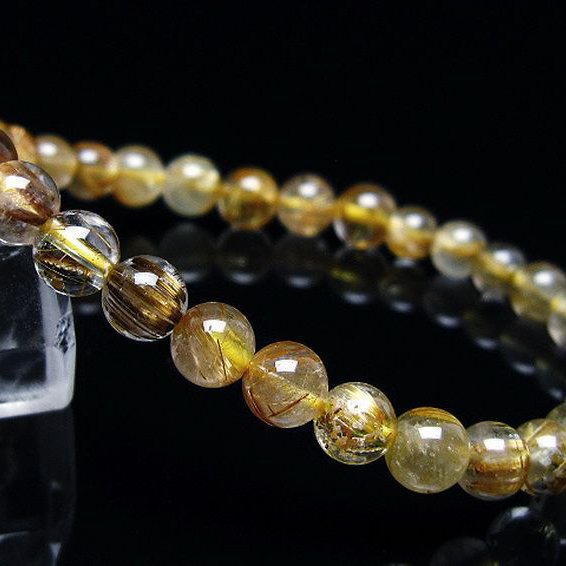ゴールドタイチンルチルブレスレット 6mm [t116-12806]