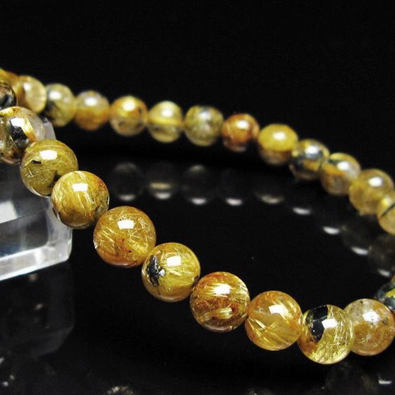 ゴールドタイチンルチルブレスレット 6mm [t116-13092]