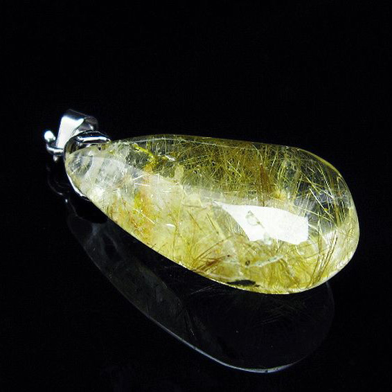 プラチナルチル入り水晶ペンダント[T12-1792]