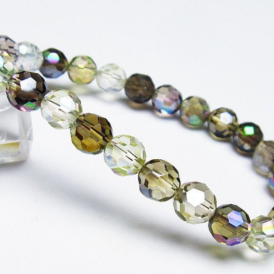 レインボーオーラ 64面カット ブレスレット 8mm [T125-6215]