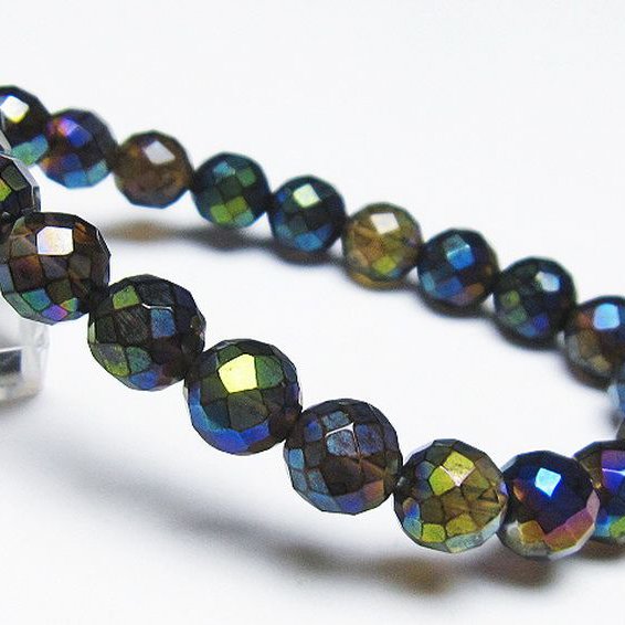 レインボーオーラ 64面カット ブレスレット 10mm [T125-6224]