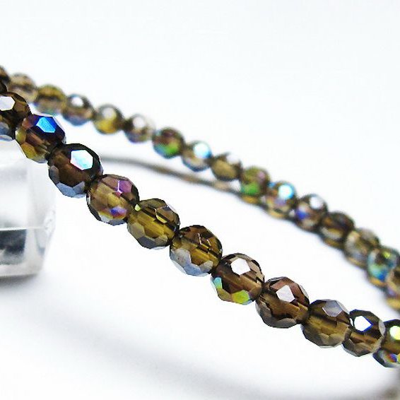 レインボーオーラ 64面カット ブレスレット 5mm [T125-6324]