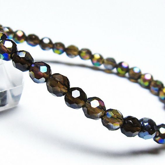 レインボーオーラ 64面カット ブレスレット 5mm [T125-6333]