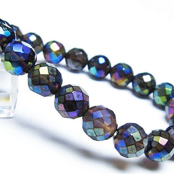 レインボーオーラ 64面カット ブレスレット 10mm [T125-6488]