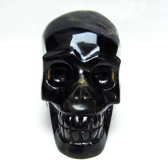 モリオン 純天然 黒水晶 ドクロ 置物[T130-2022]