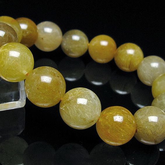 金針ルチル水晶ブレスレット 14mm [t132-15758]