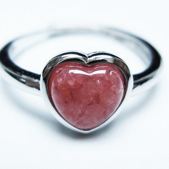 インカローズ(ロードクロサイト)ハート指輪(15号)[T137-3242]