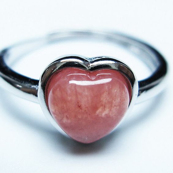 インカローズ(ロードクロサイト)ハート指輪(15号)[T137-3293]