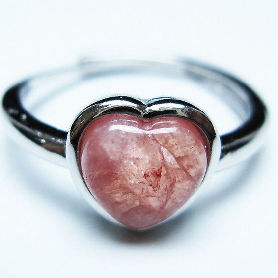 インカローズ(ロードクロサイト)ハート指輪(14号)[T137-3304]