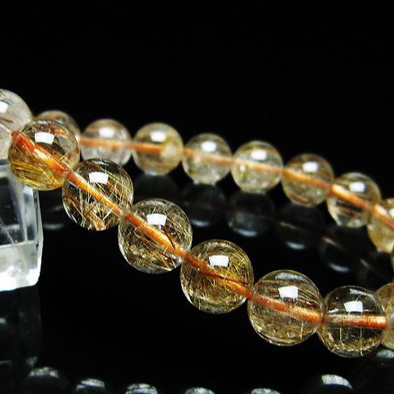 ファイナルグレード金針ルチル水晶ブレスレット 9mm [t15-11255]