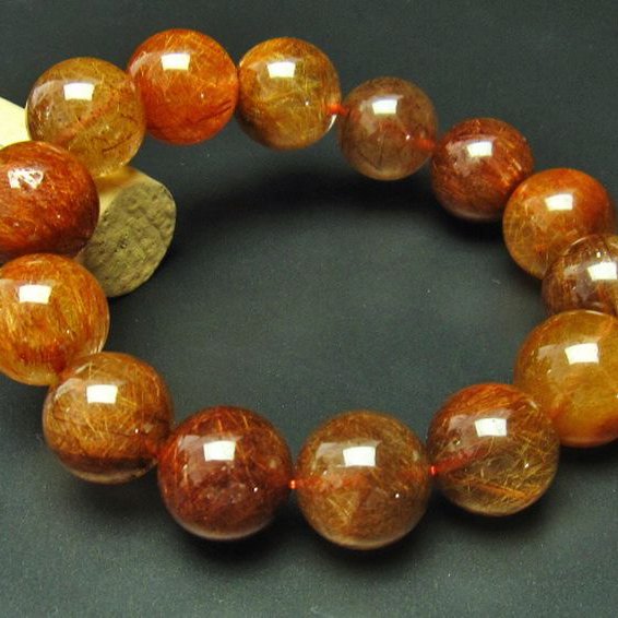 金針ルチル水晶ブレスレット 16mm [t15-9774]