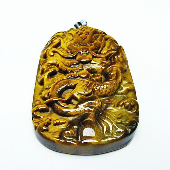 タイガーアイ 手彫り龍 ペンダント[T152-902]