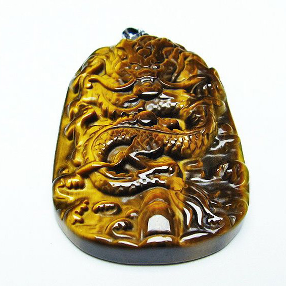 タイガーアイ 手彫り龍 ペンダント[T152-948]