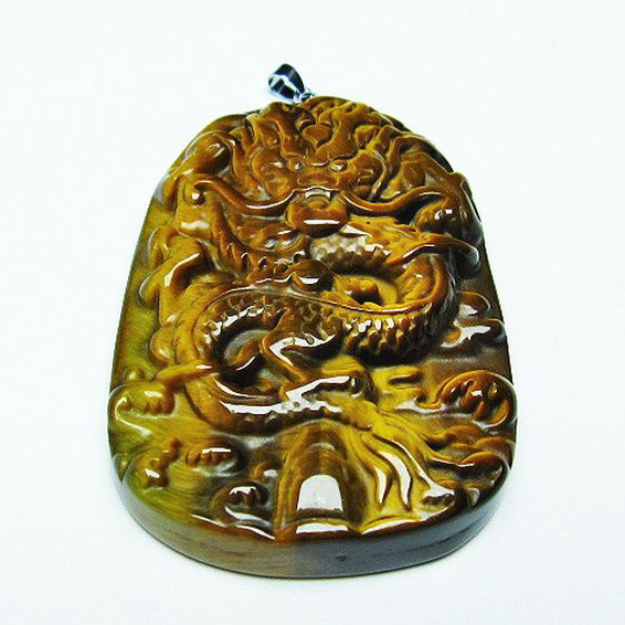 タイガーアイ 手彫り龍 ペンダント[T152-984]