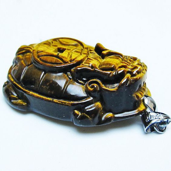 タイガーアイ 龍亀ペンダント[T157-3041]