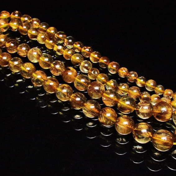 ゴールドタイチンルチルネックレス 12mm [T162-326]