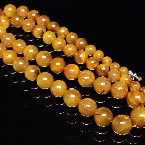 ゴールドタイチンルチルネックレス 12mm [T162-342]