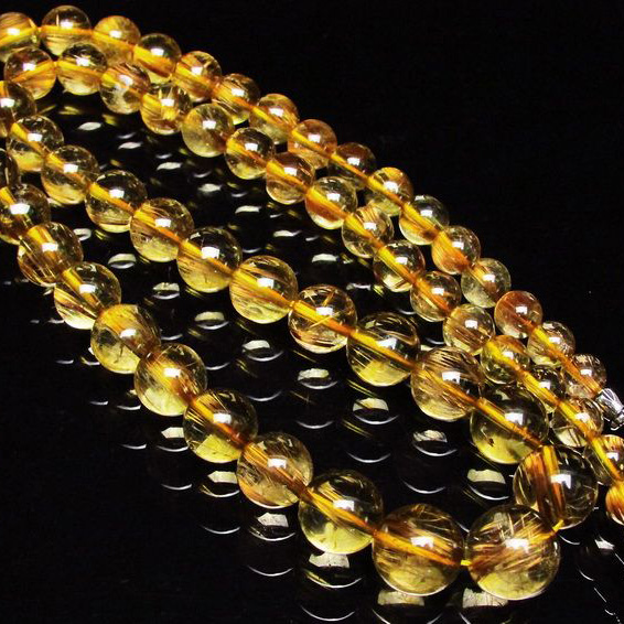 ゴールドタイチンルチルネックレス 12mm [T162-368]