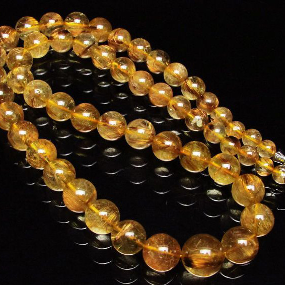 ゴールドタイチンルチルネックレス 13mm [T162-373]