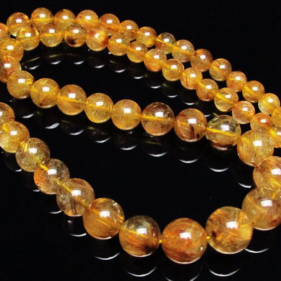 ゴールドタイチンルチルネックレス 12mm [T162-405]