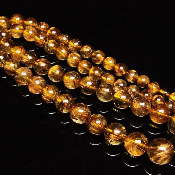 ゴールドタイチンルチルネックレス 12mm [t162-441]
