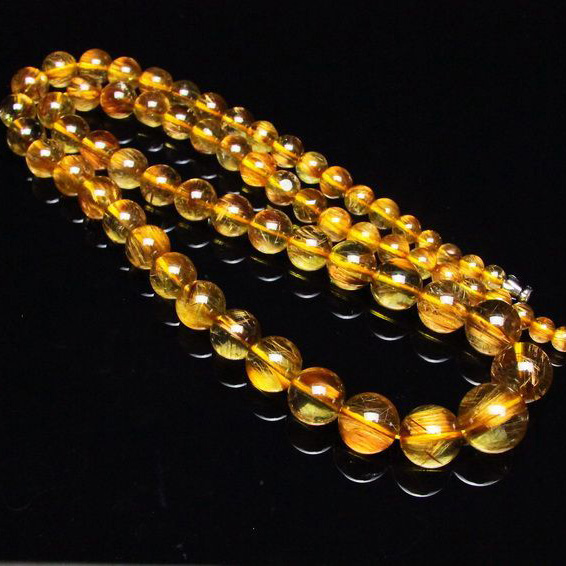 ゴールドタイチンルチルネックレス 12mm [T162-443]