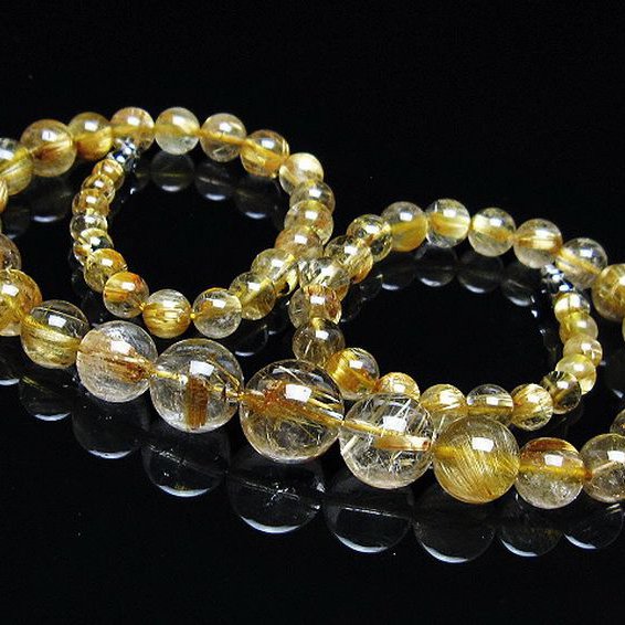 ゴールドタイチンルチルネックレス 12mm [t162-711]