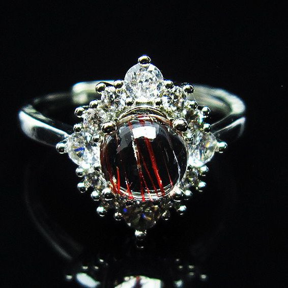 ファイナルグレード金針ルチル水晶指輪(19号)[T164-7141]