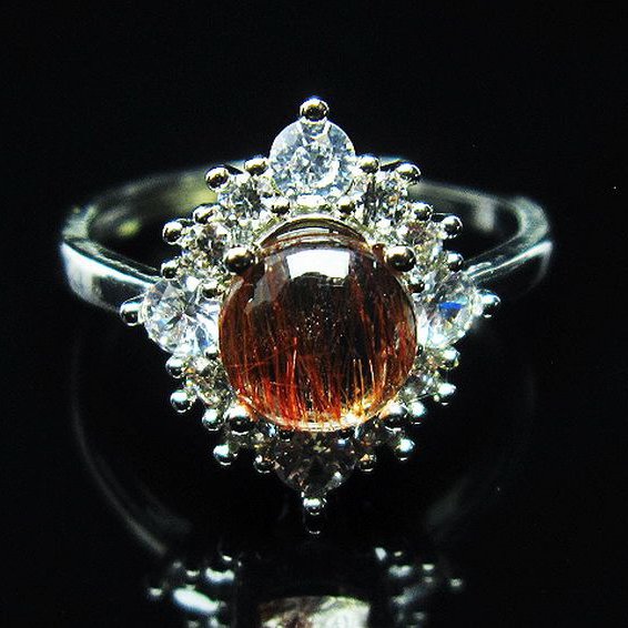 ファイナルグレード金針ルチル水晶指輪(19号)[T164-7143]