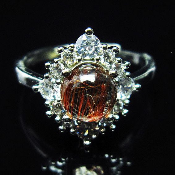 ファイナルグレード金針ルチル水晶指輪(18号)[T164-7146]