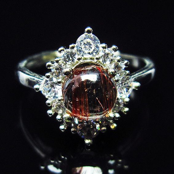 ファイナルグレード金針ルチル水晶指輪(18号)[T164-7160]