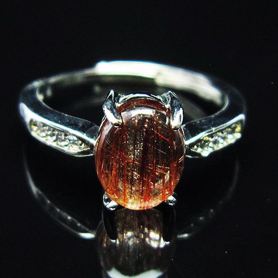 ファイナルグレード金針ルチル水晶指輪(16号)[T164-7165]