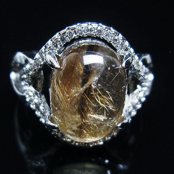 ファイナルグレード金針ルチル水晶指輪(14号)[T164-7383]