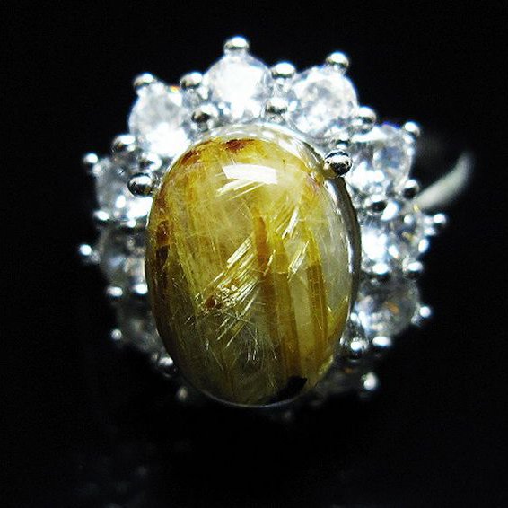 ゴールドタイチンルチル指輪(16号)[T164-7769]