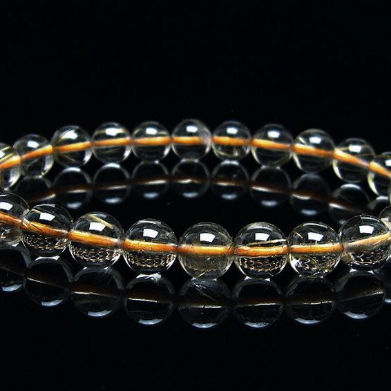 ゴールドタイチンルチルブレスレット 8mm [T171-6776]